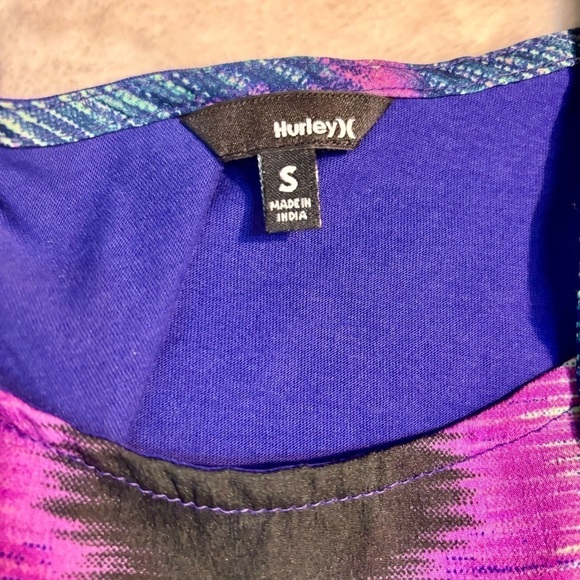 Hurley Tank Small Purple Turquoise Black Abstract Pattern Athletic Stretchy - Picture 9 of 14